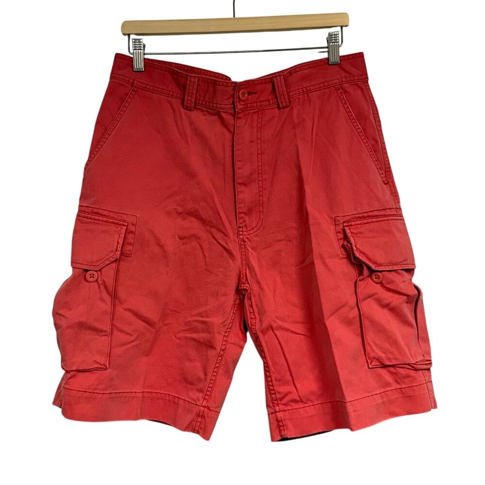 VTG 90's Polo Ralph Lauren Cargo Shorts Men's SZ 33 Coral Cotton Chino Jorts EUC